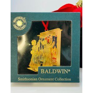 BALDWIN Smithsonian Ornament Gold Laser Cut Enamel Kids Hanging Stockings 1999
